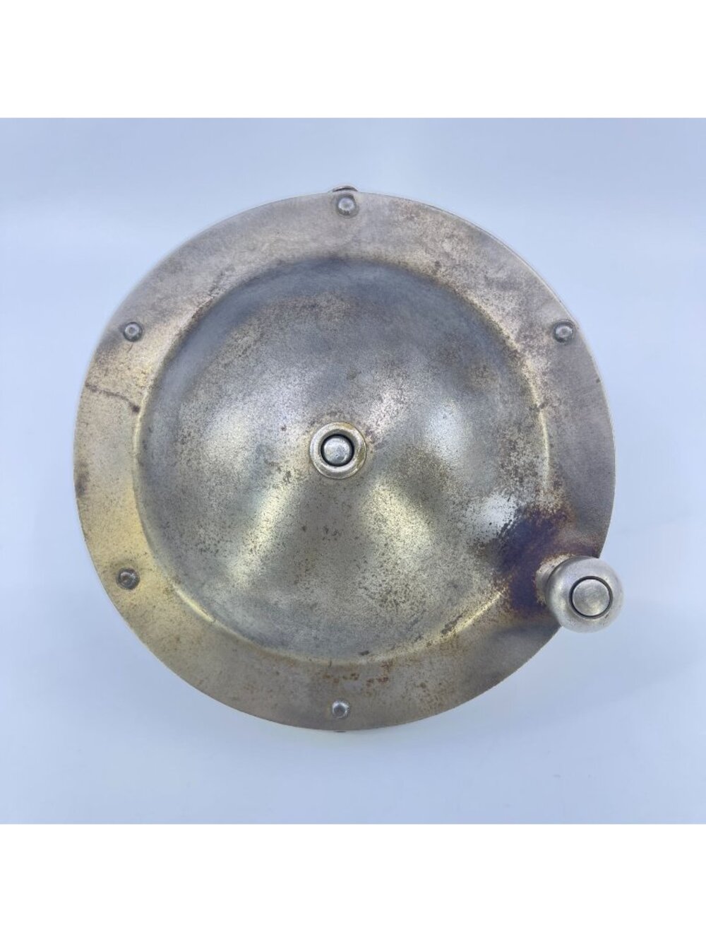 vintage mechanical bicycle clacker noisemaker crank warning bell with clamp